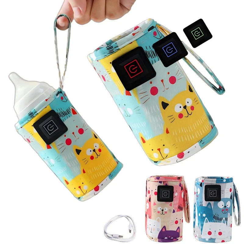 Bouteille interactive pour enfants design chat coloré motifs USB rechargeable cordon porteur plastique sans la