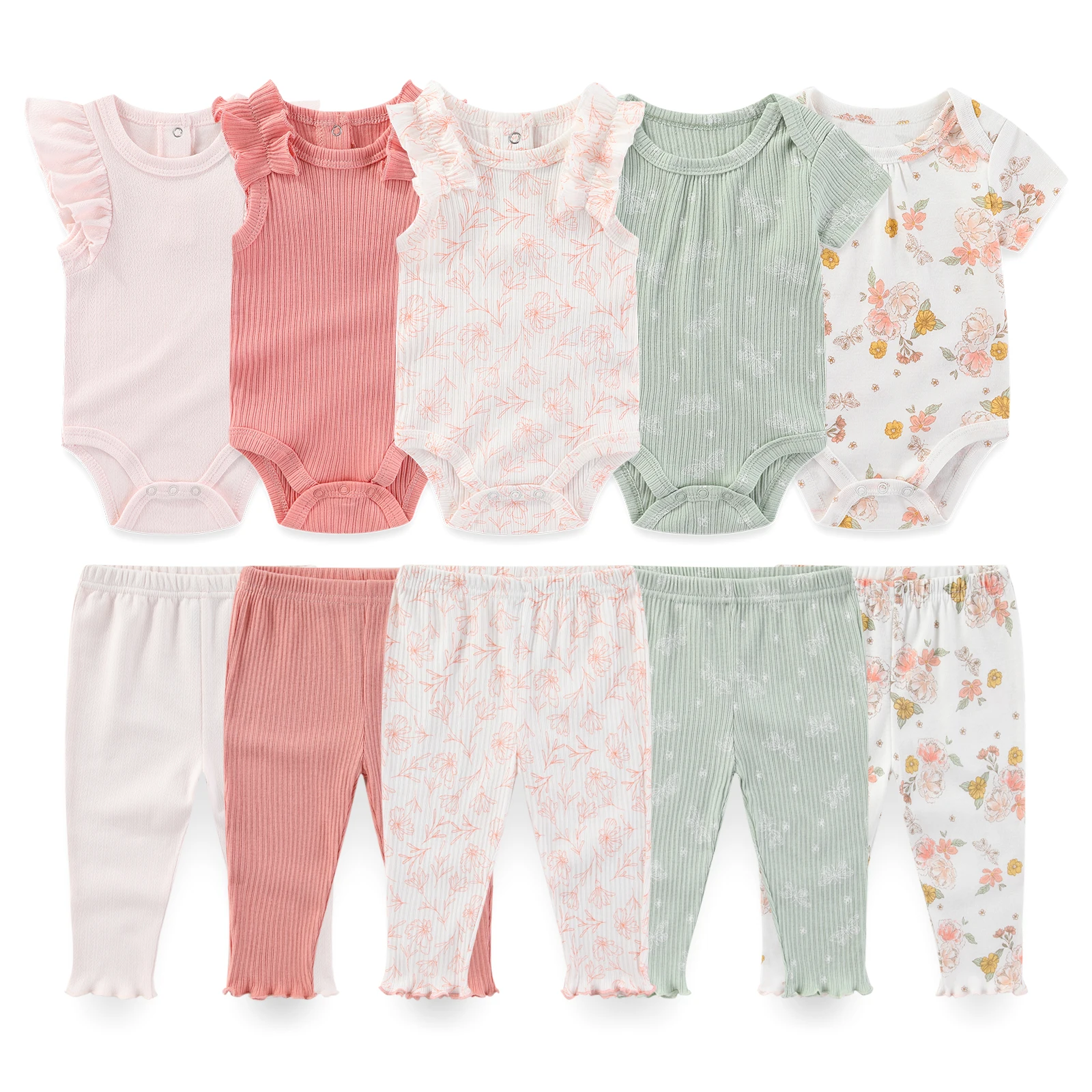 Ensemble de vêtements bébé garçon fille 5 pièces bodies leggings motifs
