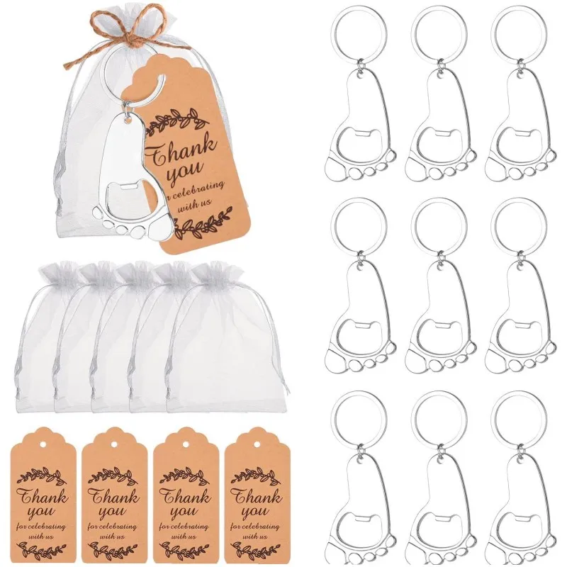 Porteclés en forme de pied souvenir bébé faveur de douche cadeau d'anniversaire décoration fêtes 10 pièces mét