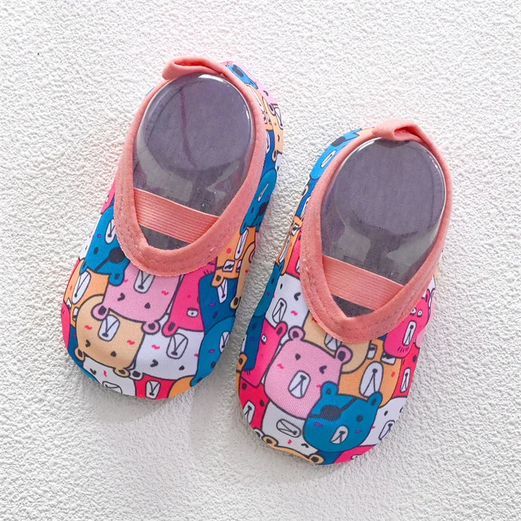 Chaussons intérieurs pour enfants ballerines douces 6 mois à 3 ans imprimé ours mignon rose bleu beige jaune c