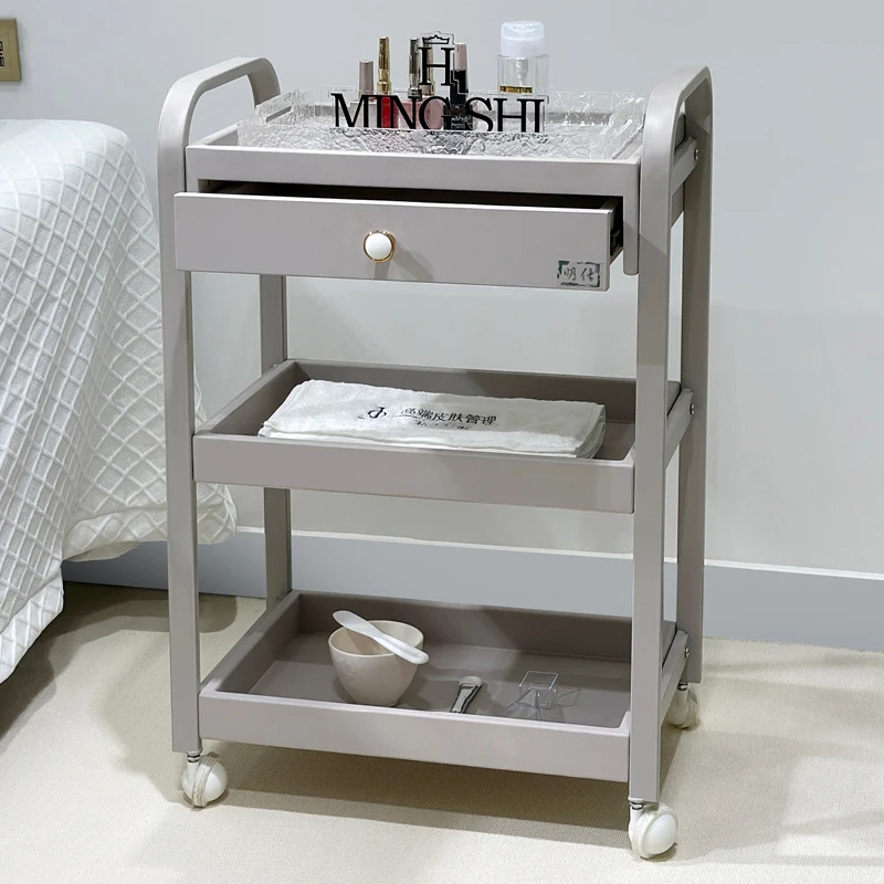 Organisateur rotatif chariot de rangement moderne luxe Ming Shi meubles salon bébé style épuré trois niveaux v