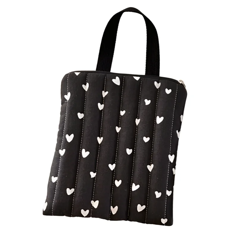 Housse protection appareil électronique rembourrée motif cœur noir blanc portable sleeve laptop tablette