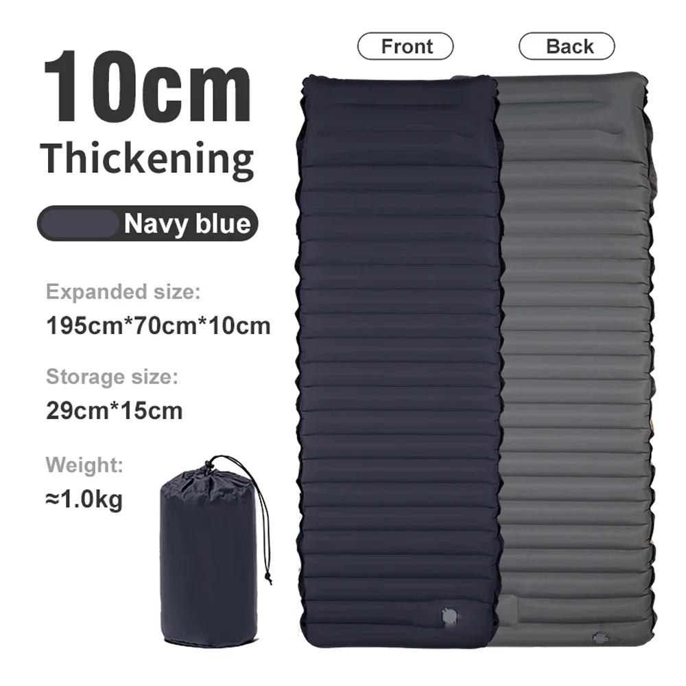 Matelas camping gonflable 10cm PVC ultra léger 195x70cm sac rangement portable randonnée pêche nuitsextérieur 