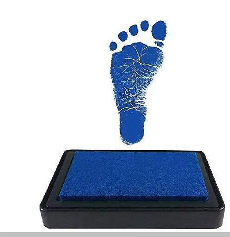 Kit d'empreintes de pieds bébé souvenir non toxique tampon encreur jetable design simple bleu vif cadeau naiss