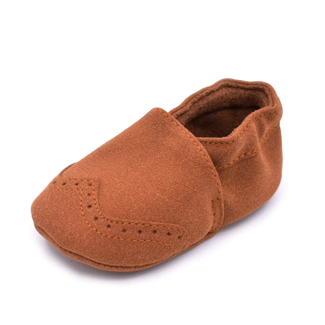 Chaussures en cuir souple pour bébé chaussons antiglissant nouveauné garçon fille intérieur style élégant unis