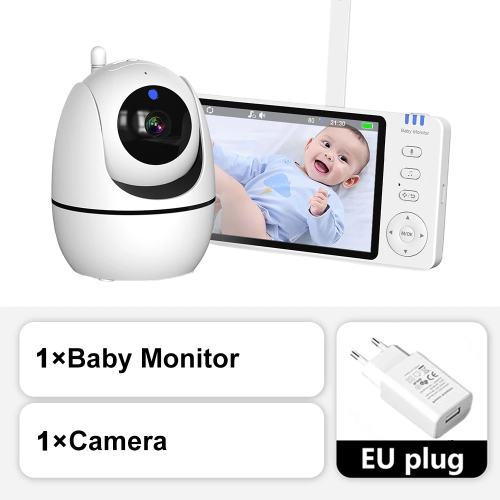 Moniteur vidéo bébé 5 pouces caméra zoom PTZ protection sécurité