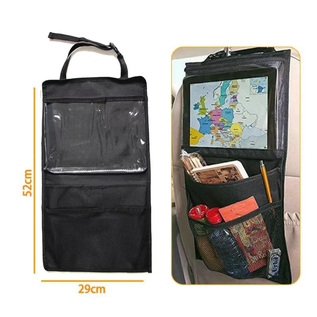 Organisateur de siège arrière de voiture avec support de tablette pour écran tactile, poches de rangement auto