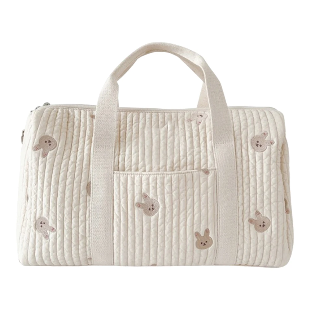 Sac à langer bébé organizer couches brodé sacoche mignon lapins bandoulière nylon fermeture éclair fourretout