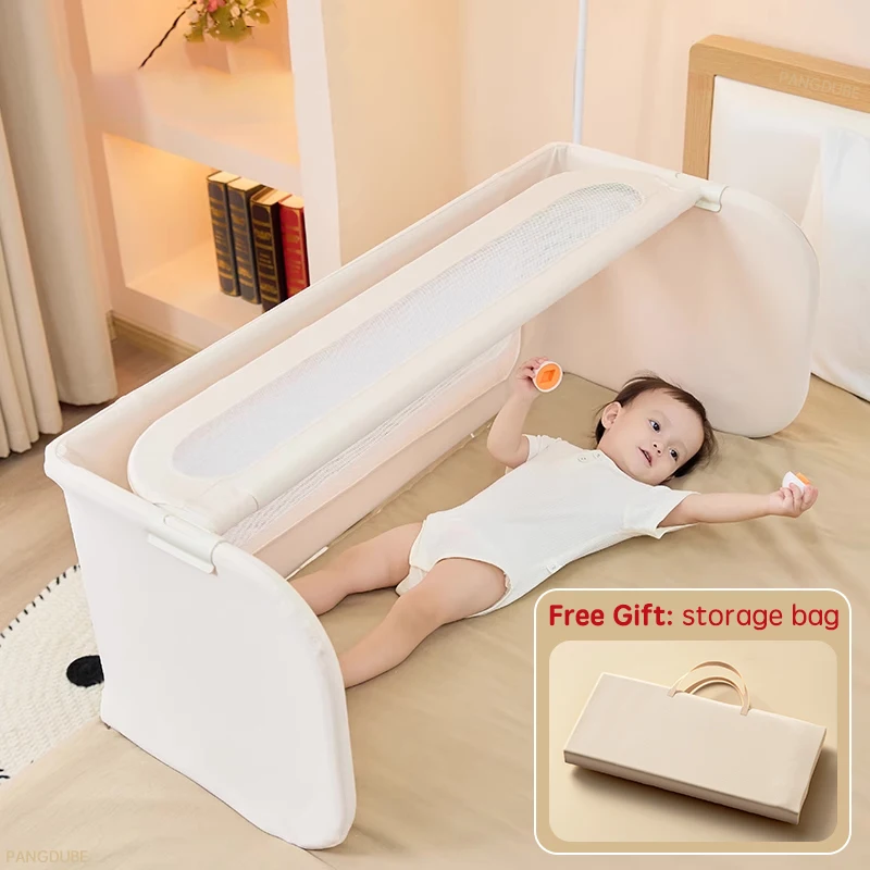 Barrière de lit de sécurité multifonctionnelle PANGDUBE pour bébé lit dans le lit avec sac de rangement fixati