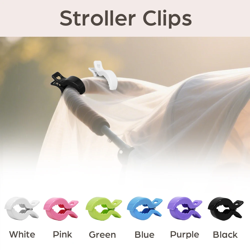 Clips universels pour poussette 6 couleurs multiples fixation sécurisée plastique durable design moderne acces
