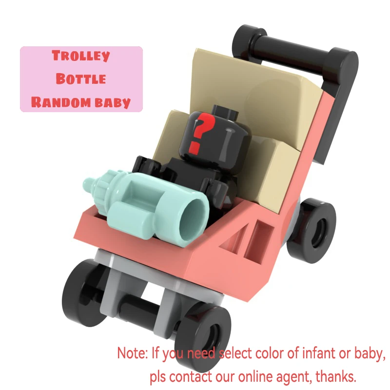 Chariot de lit pivotant pour bébés jouets en briques MOC chariot pour nourrissons cadeaux pour enfants random 