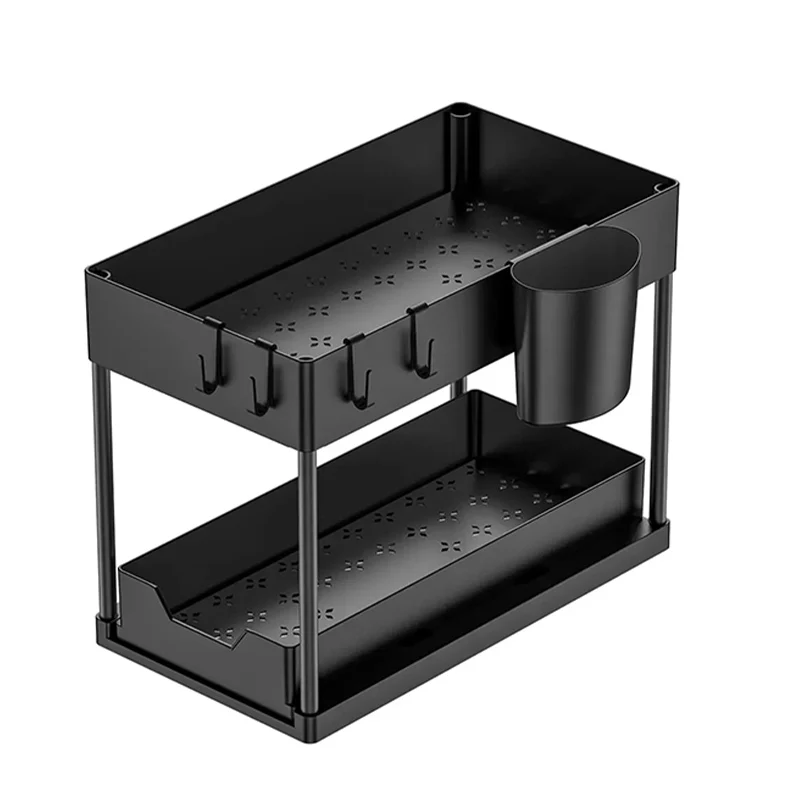 Organisateur rangement sous évier cuisine tiroirs coulissants étagère polyvalente design moderne matériau rési