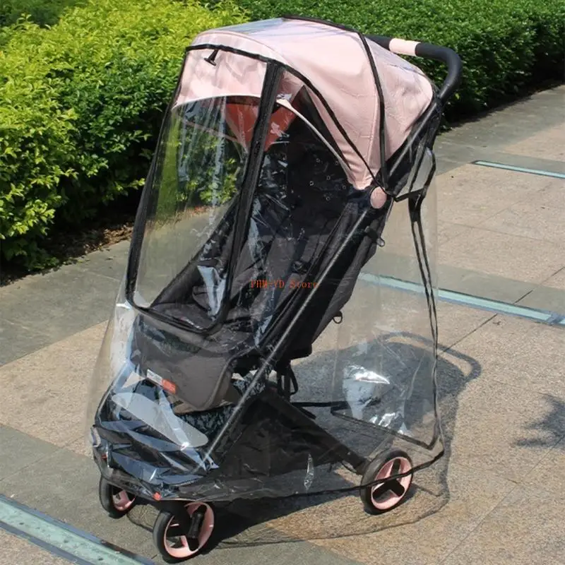 Housse transparente pour poussette bébé résistante aux intempéries antipoussière portable protection pluie béb