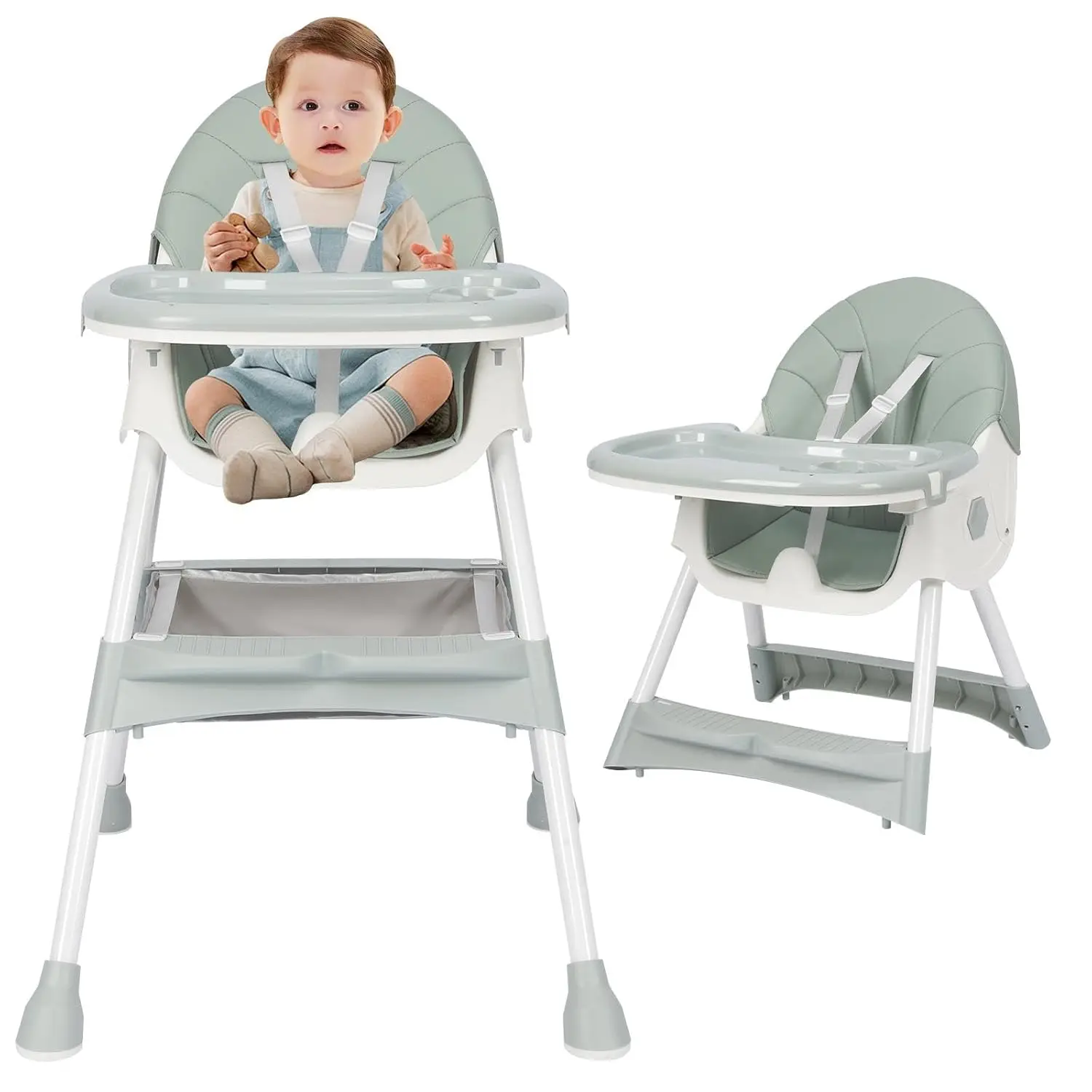 Chaise haute ajustable pour bébé plateau amovible siège rembourré design moderne idéale pour repas et activité