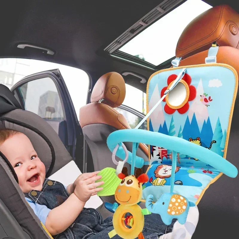 Jouet de siège auto pour bébé arche d'activité avec miroir musical hochets suspendus jouets sensoriels cadeau