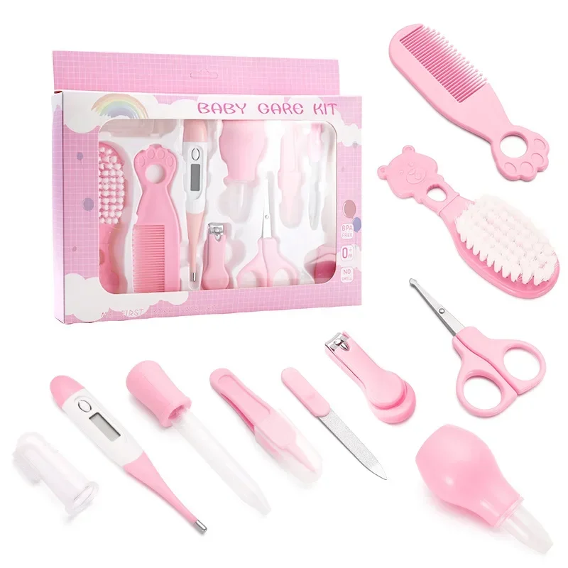 Ensemble soins bébé 10 pièces kit essentiel sécurité sans BPA thermomètre pipette aspirateur nasale brosse pei