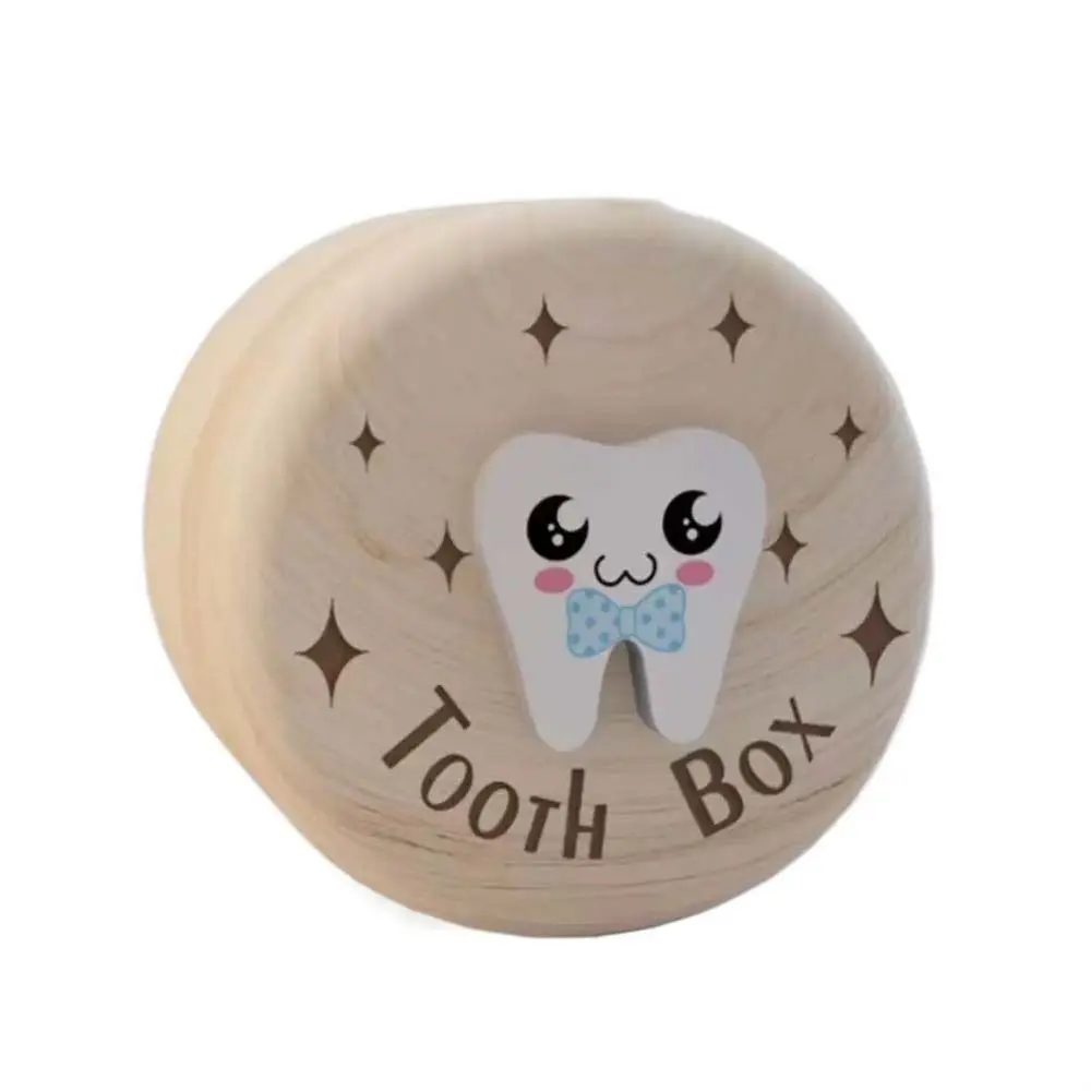 Boîte à dents de lait en bois design sourire dent cadeau collecte dents bébé boîte conservation dents usage en