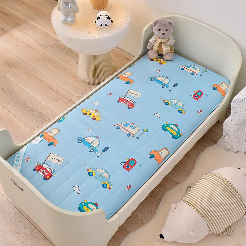 Matelas bébé en coton doux lit de sieste coussin berceau éponge polyester motifs voitures bleu clair chambre e