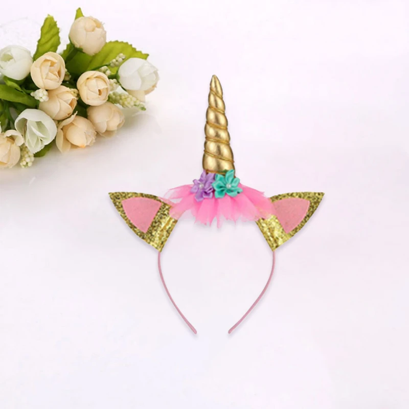 Serretête licorne dorée accessoire déguisement bébé fille fêtes d'anniversaire baptême costumes 05 ans nouveau