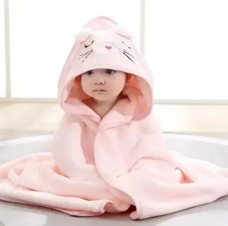 Peignoir de bain bébé en serviette doux avec capuche couverture émaillotage pour nouveauné 01 ans style animé 