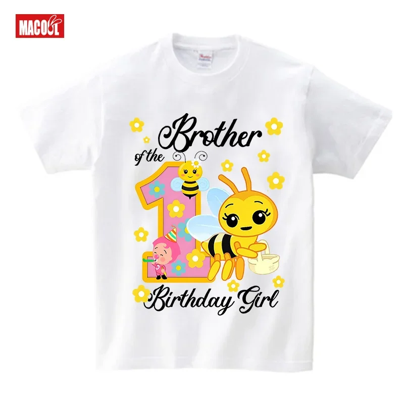 Tshirt enfant anniversaire premier anniversaire frère soeur design abeille coton doux fête famille cadeau orig