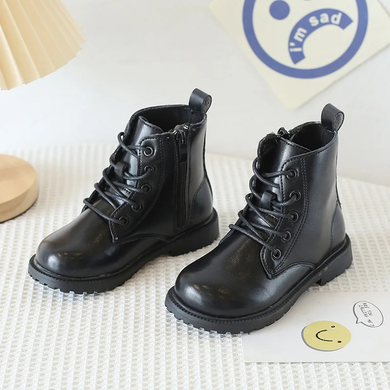 Bottes en Cuir Synthétique Hautes pour Enfant Fille et Garçon Design