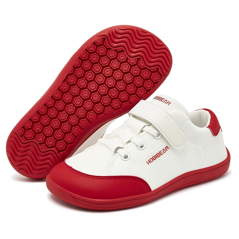 HOBIBEAR chaussures enfants sportives maille cuir artificiel rouge