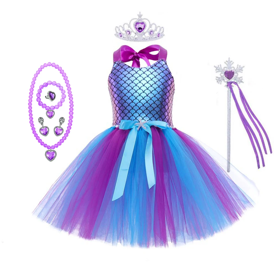 Robe princesse sirène Tutu filles 46 ans tenue bal anniversaire accessoires incluts style européen américain q