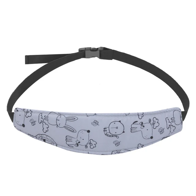 Ceinture de fixation pour siège auto bébé support de tête réglable oreiller de sécurité motif animal gris