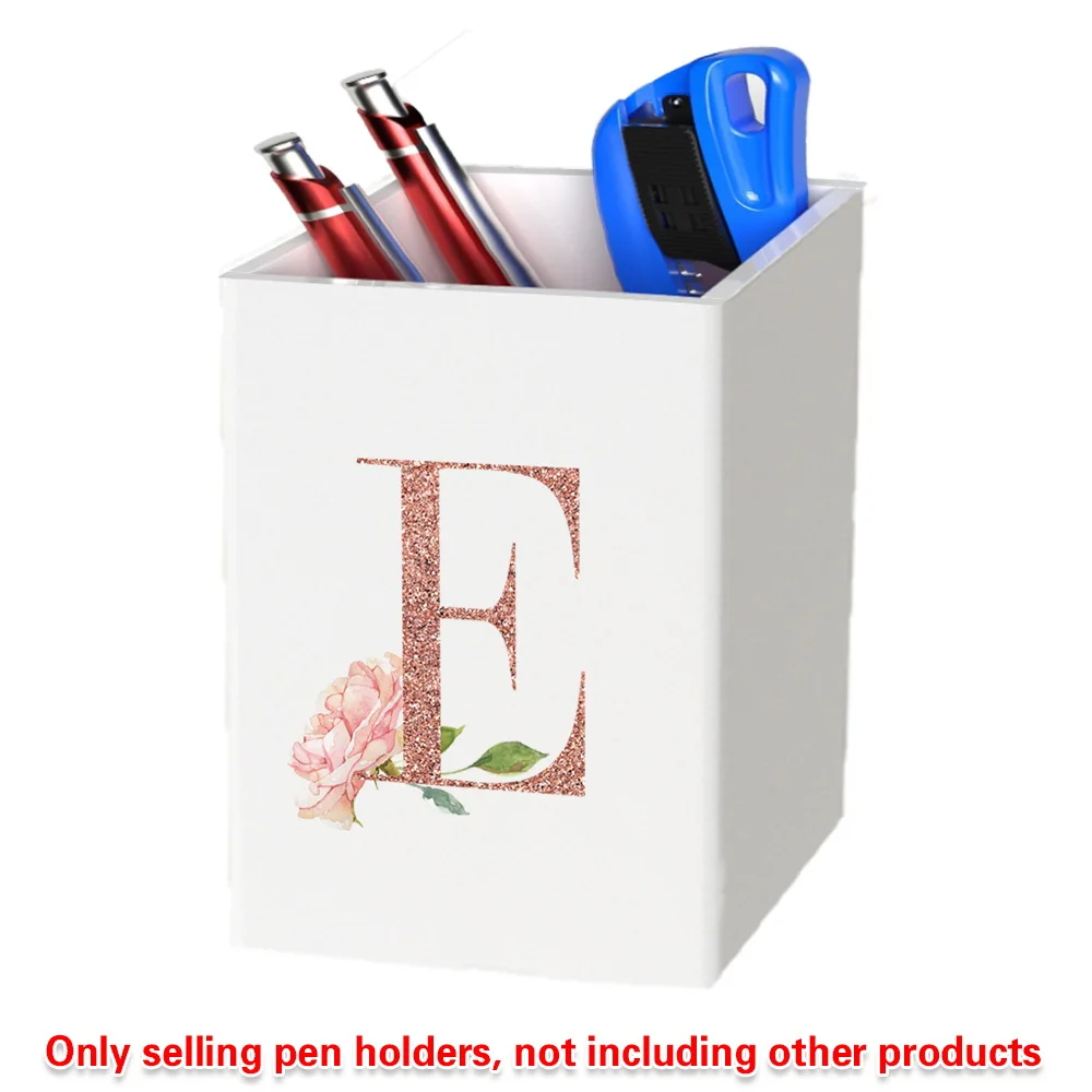 Portestylo Portable en Acrylique Conteneur de Rangement Multifonctionnel Motif Lettres en Or Rose Grande Capac