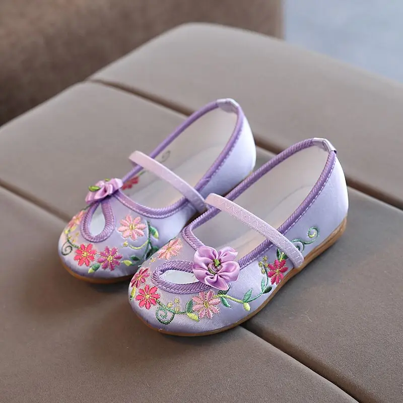 Chaussures enfants filles mode ballerines florales satin Floral Style