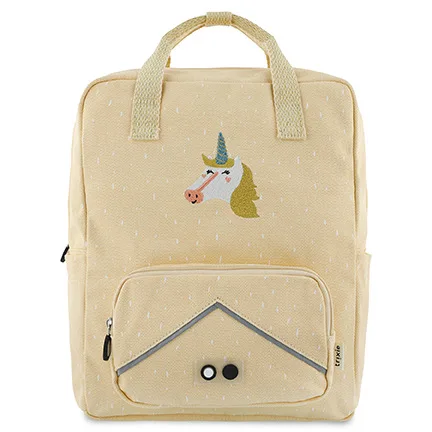 Sac à dos enfant licorne écolier mignon style préppy tissu coton poche frontale fermeture éclair idéal voyage 