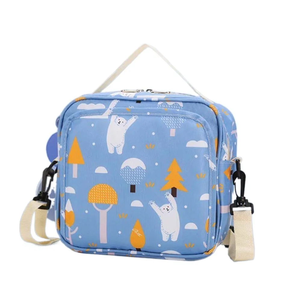 Sac à lunch enfant motifs ours polaires sangle ajustable polyester résistant à l'eau idéal école piquenique