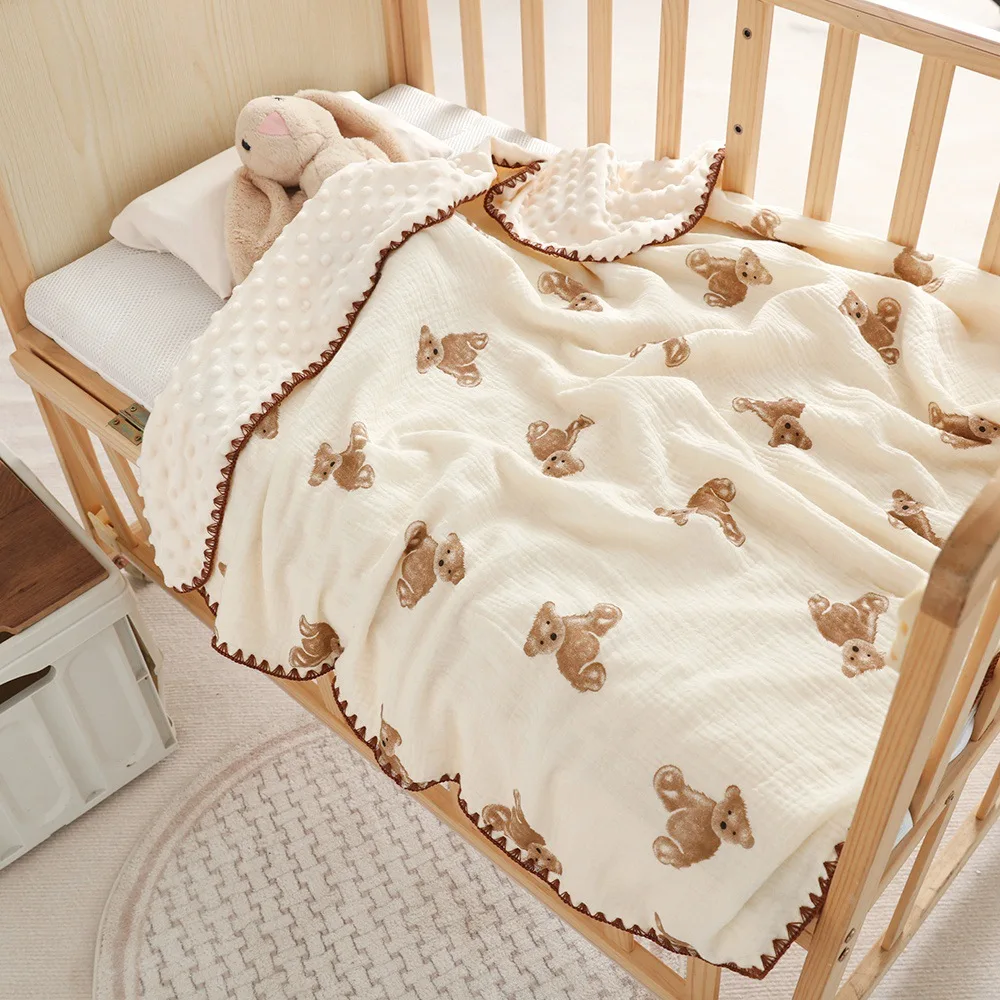 Couverture douce pour bébé literie bébé couverture poussette nouveauné 13 ans minky texture ours motifs peluch
