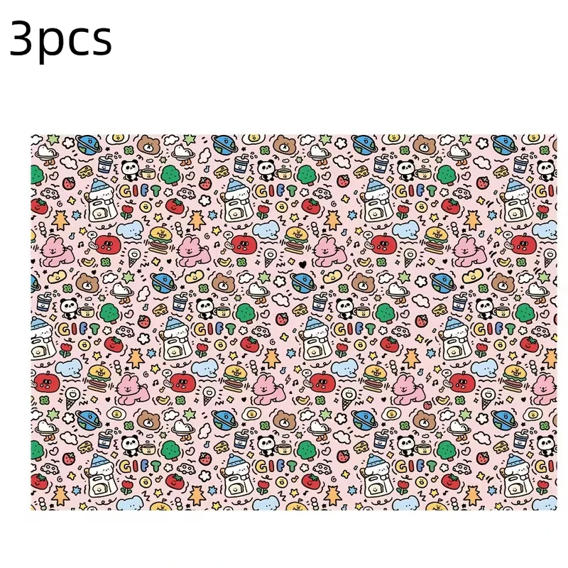 Ensemble papier cadeau bébé Grafitti coloré 3 pièces Anniversary Christmas Valentine B durable et pratique