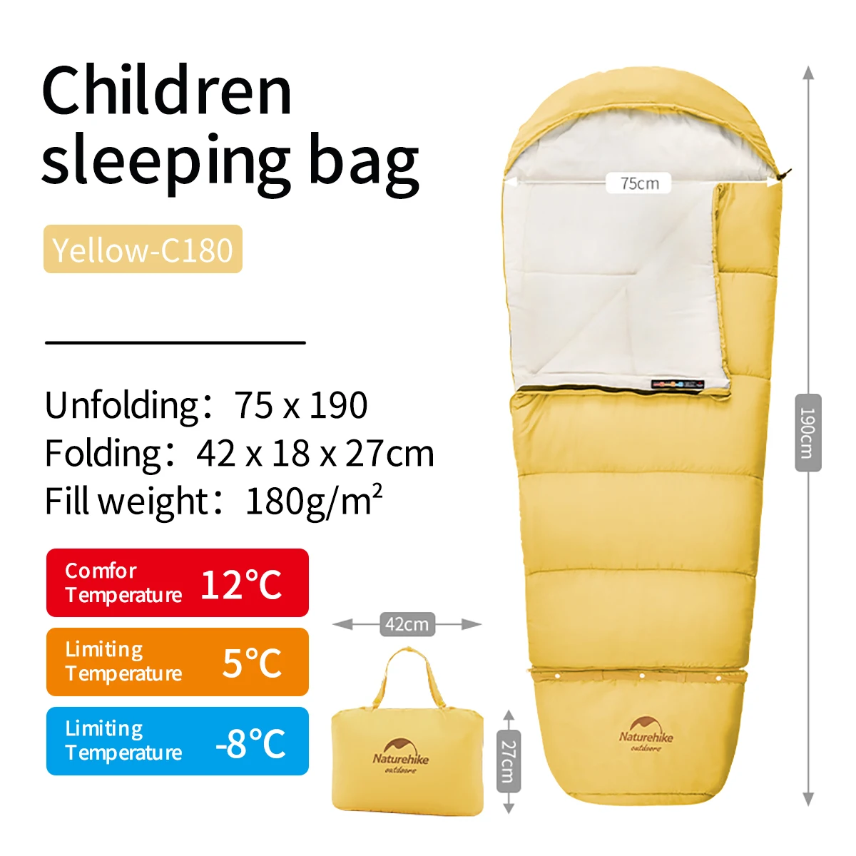 Naturehike sac de couchage enfants camping voyage portatif printempsautomne doux sécuritaire 3 saisonsuitable 
