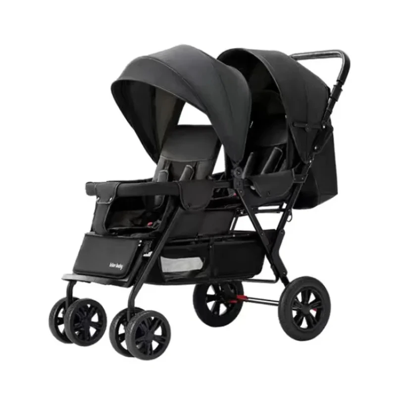 Poussette double Baby Jogger sièges ajustables capotes solaires panier de rangement design moderne fonctionnal