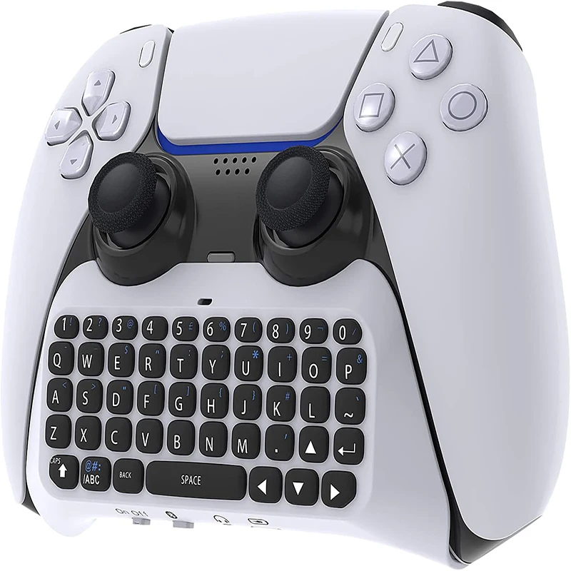 Clavier sans fil intégré pour manette Play Station 5 design ergonomique blanc compatible Bluetooth gaming conf