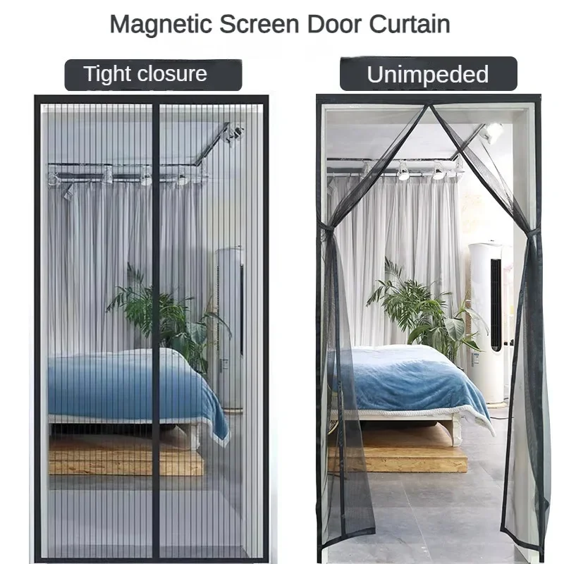 Rideau antimoustiques pour porte fermeture magnétique automatique filet