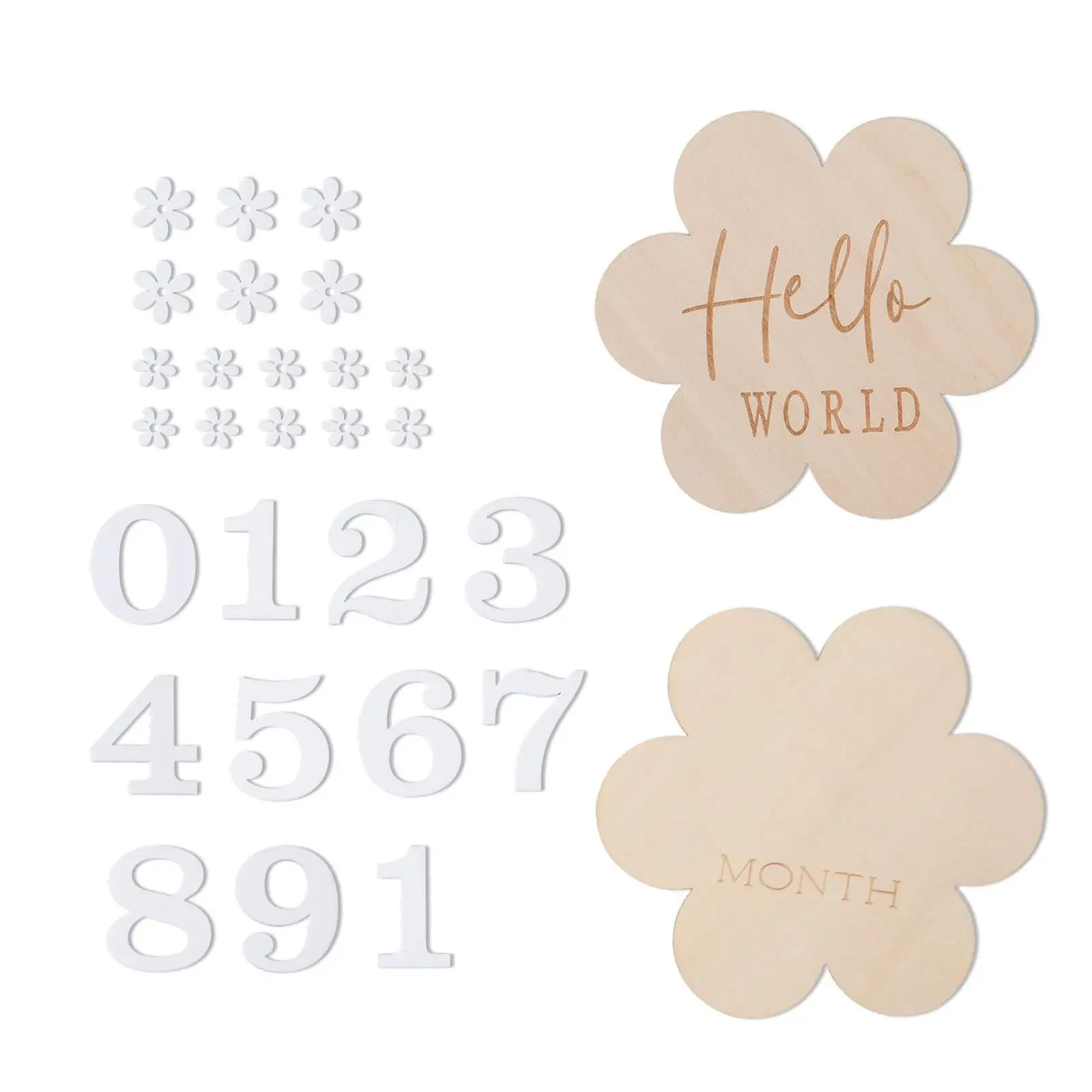 Ensemble Accessoires Photographie Bébé Fleur Bois Numéros Carte Mois Bébé Cadeau Naissance Garçon Fille Élégan