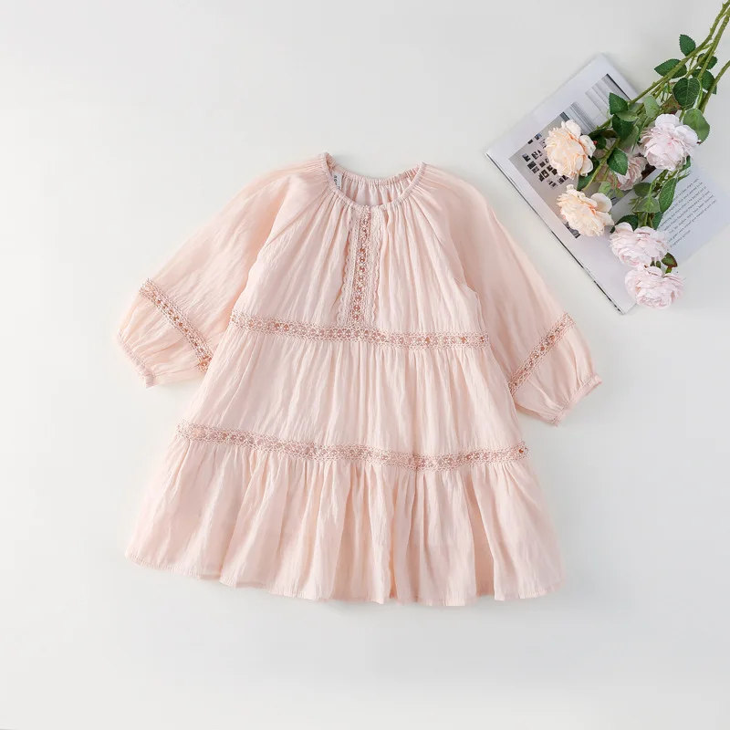 Robe longue pour enfant fille coton doux broderie délicate style romantique printemps 2025 robe occasionnelle 
