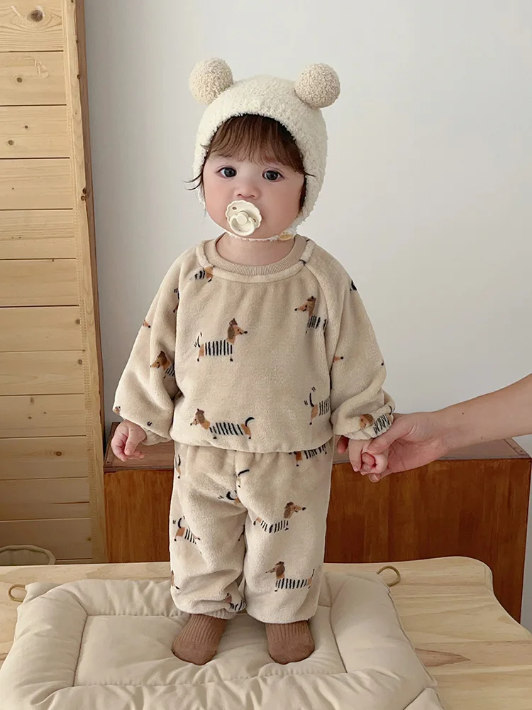 Ensemble deux pièces en velours double face pour bébé 05 ans sweat à