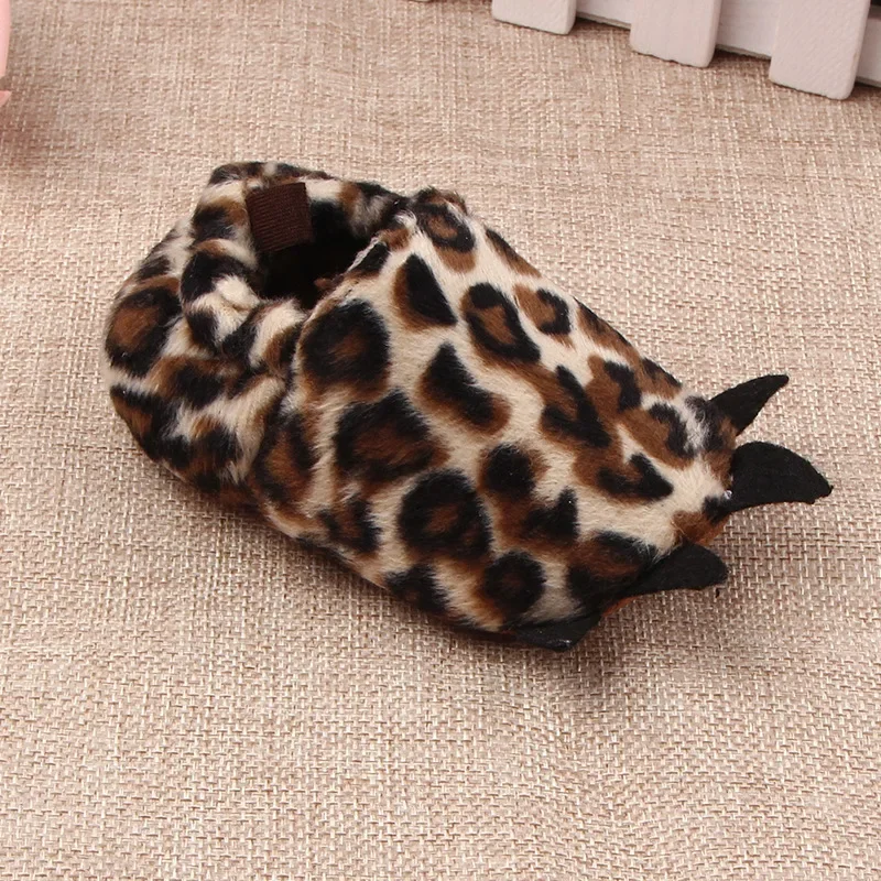 Bébé fille pantoufles d'hiver motif léopard semelles souples confortables chaussures intérieures style origina