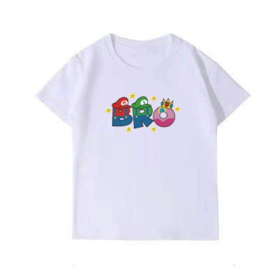 Tshirt Super Mario Famille coton manches courtes design ludique tenue été automne parent enfant anniversaire s