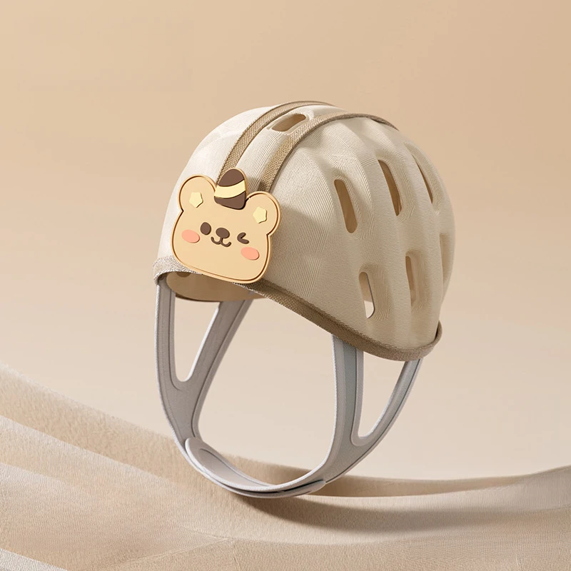 Casque de protection bébé enfant en bas âge sans bosses style mignon coussin de tête parechocs beige ajustable