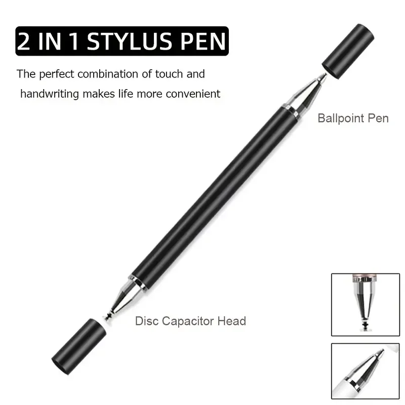 Stylo universel 2en1 pour smartphone tablette écran tactile ballpoint et stylet design moderne métal et plasti