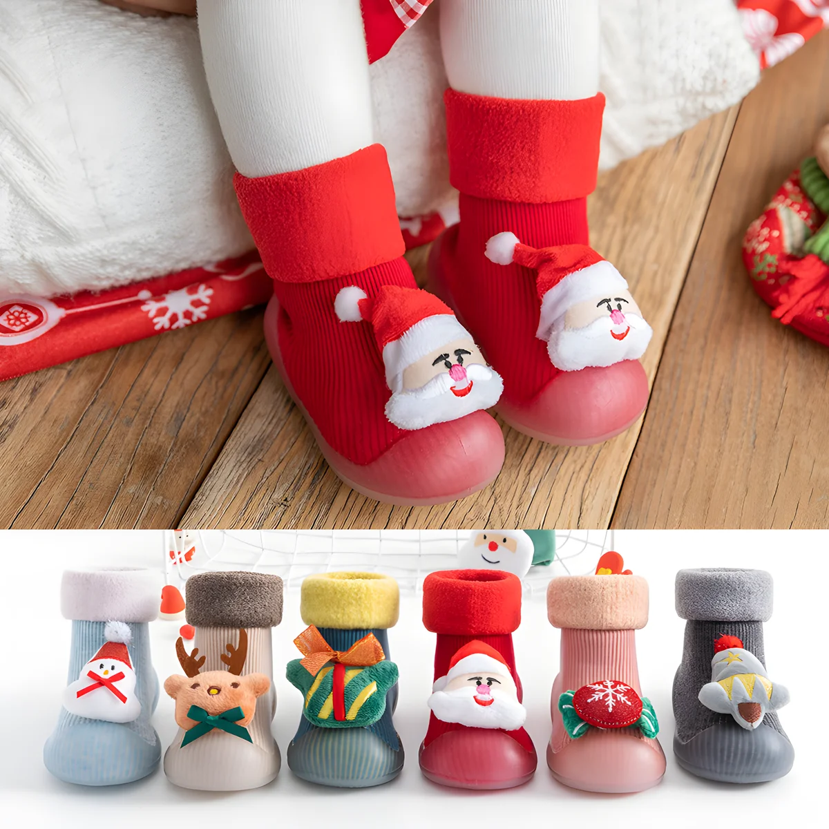 Chaussures chaussettes de Noël pour bébés garçons et filles