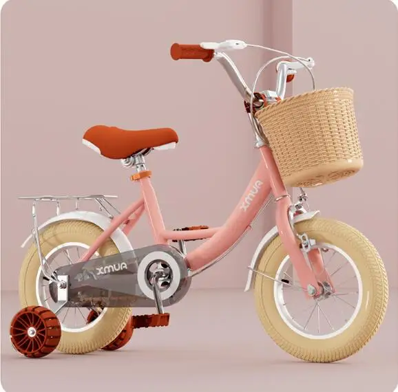 Vélo d'apprentissage pour enfants 25 ans stabilisateurs panier en osier selle confortable design coloré sécuri