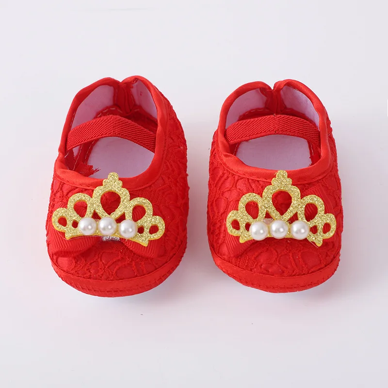 Chaussures de premiers pas pour bébé fille souples dentelle florale