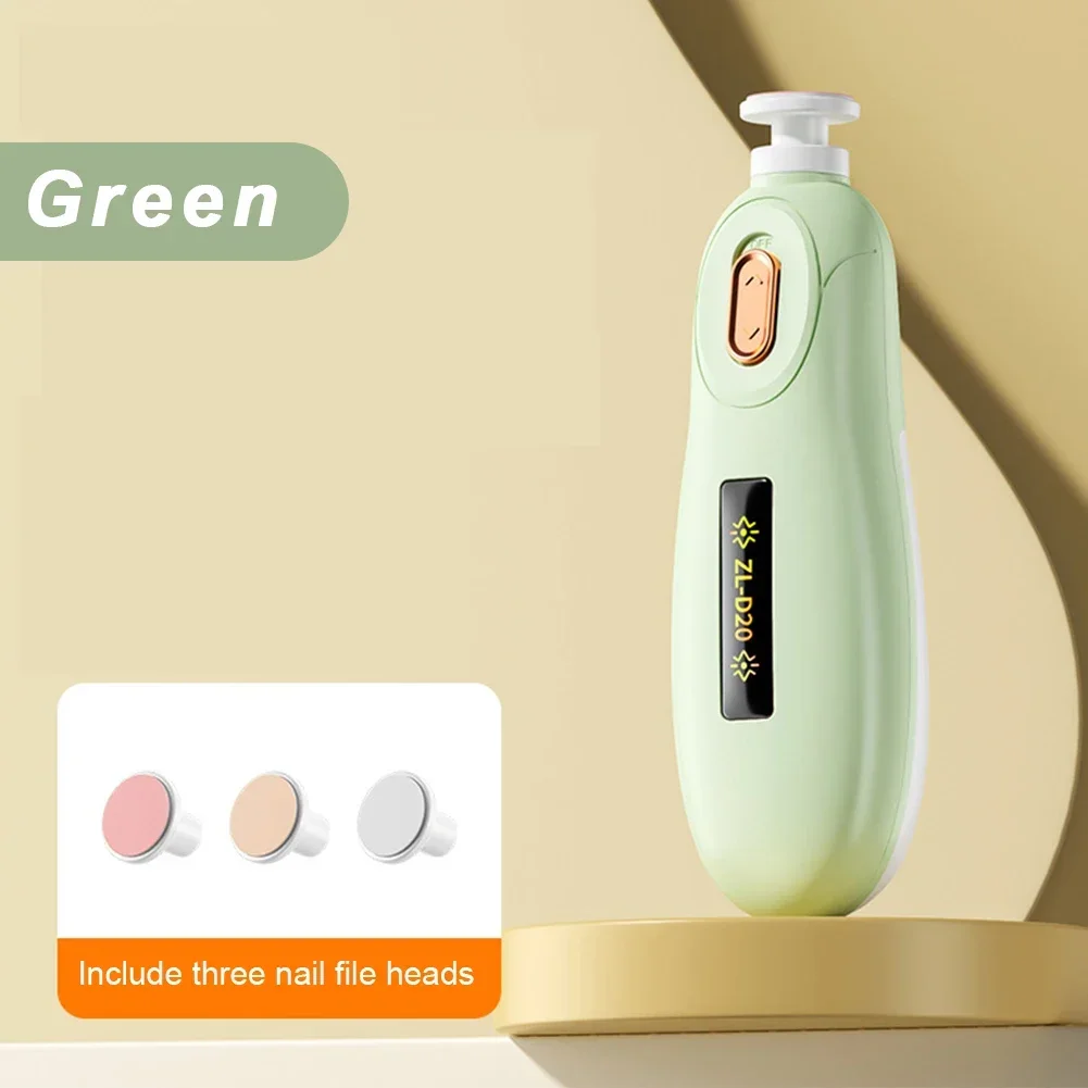 Appareil de soin des ongles portable ZLD20 polissoir électrique avec 3 têtes design moderne vert pastel usage 